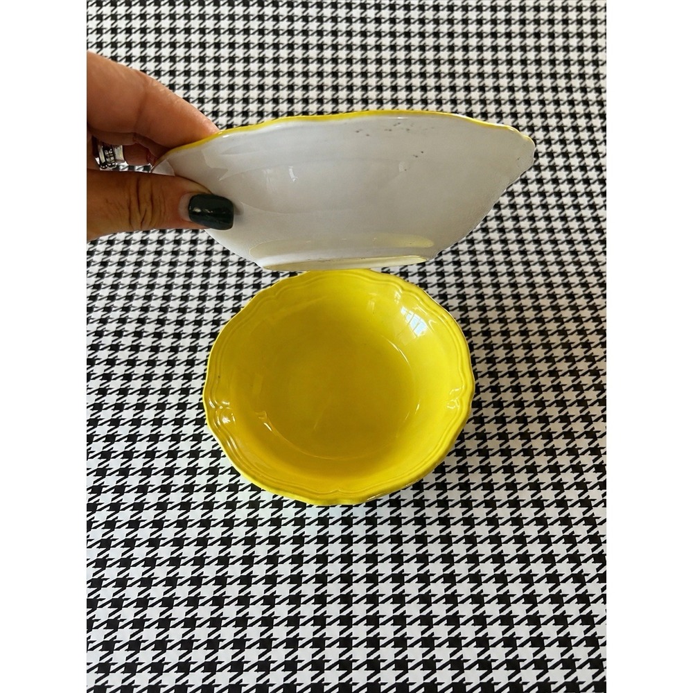 Lot 2 Lemon Federalist Ironstone Yellow Bowls‎ #4236 Ovenproof 6.5" Vintage